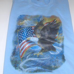 Large, Long Sleeve Light Blue, Crew Neck Sweatshirt with an Eagle design